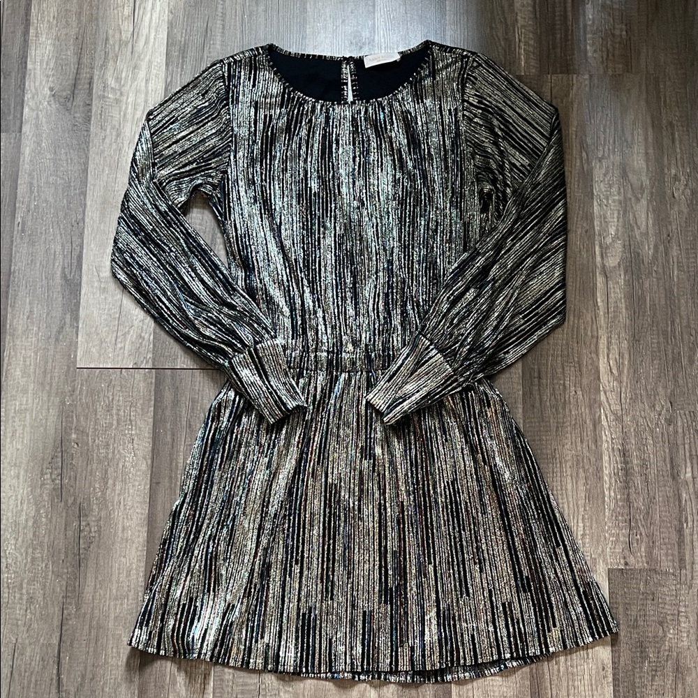 Ramy Brook Black and Silver Striped  Dress